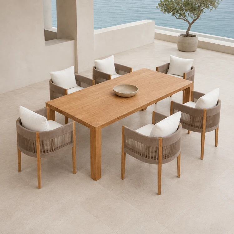 Teak Rope Outdoor Dining Armchair