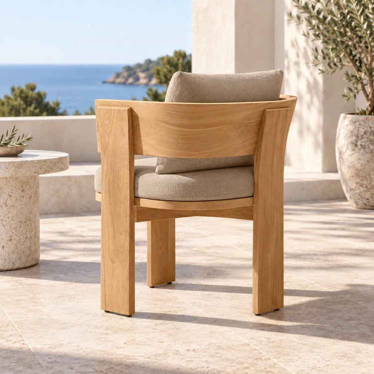 mid century teak outdoor dining chair