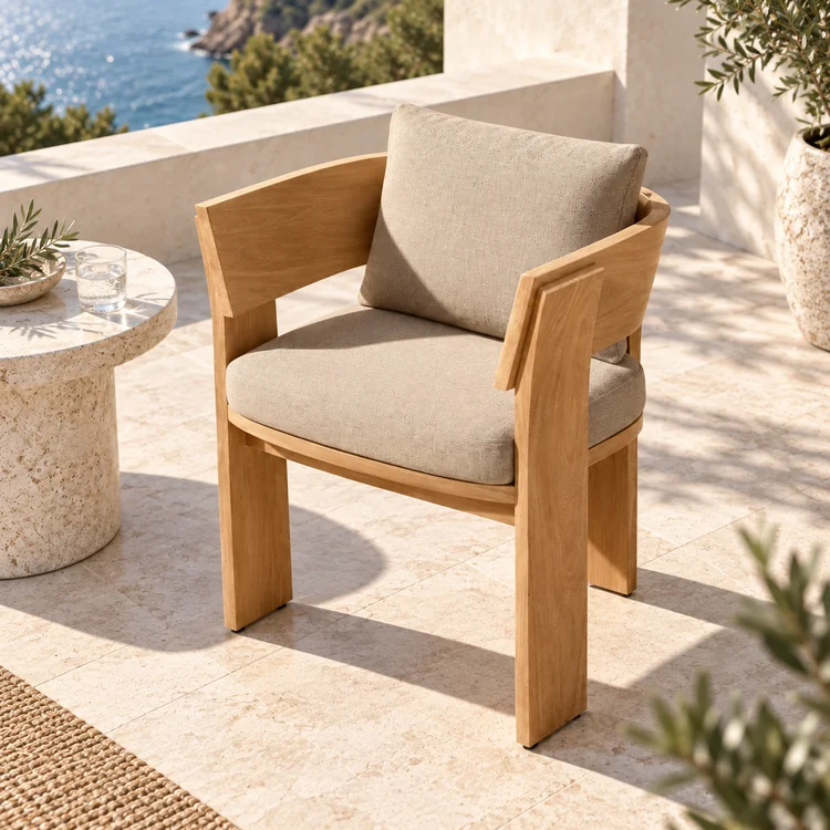 minimalist teak outdoor dining chair