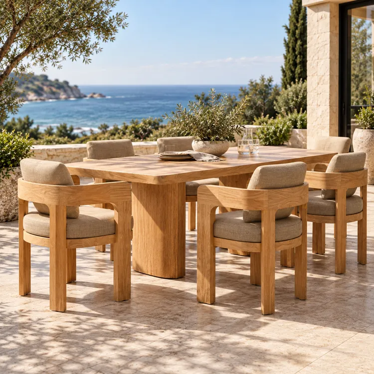 solid teak outdoor dining chair
