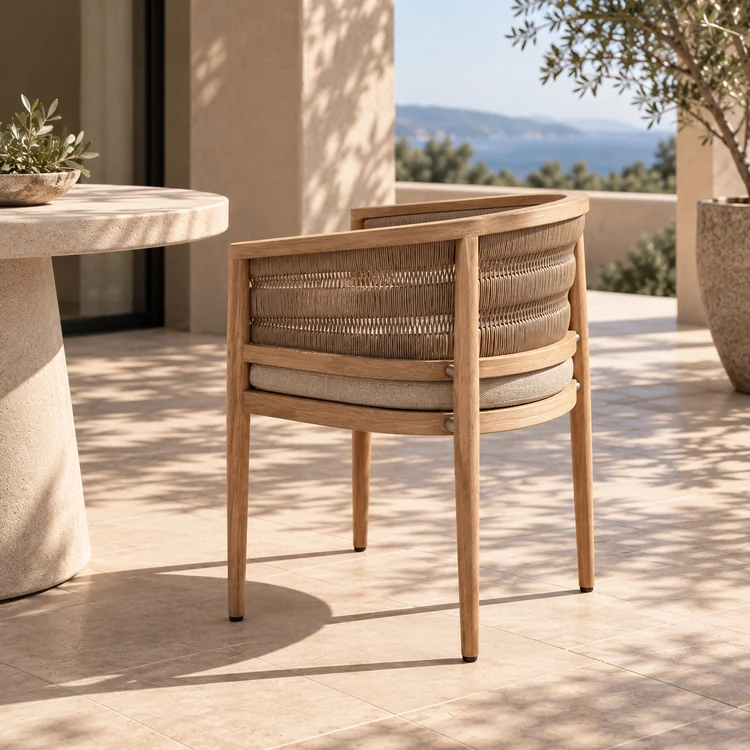 teak and rattan dining chairs