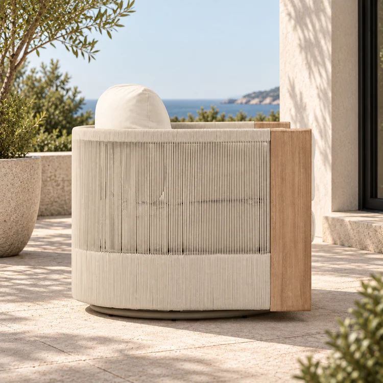 teak and rope outdoor chair