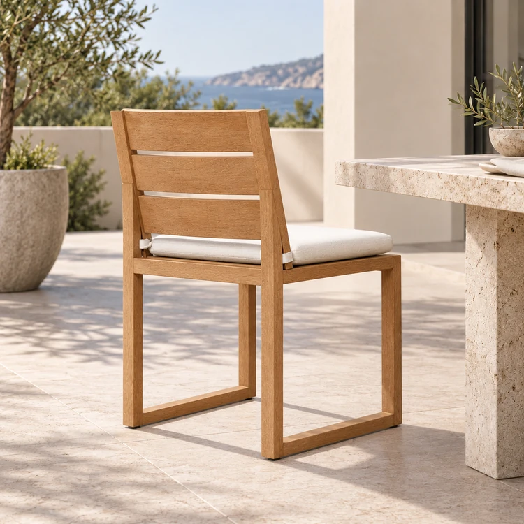teak armless dining chair