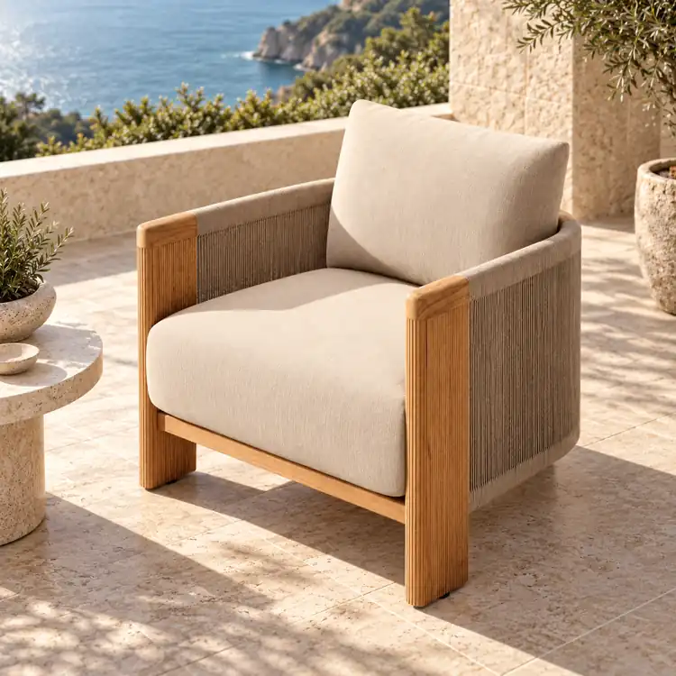 teak chair with cushion