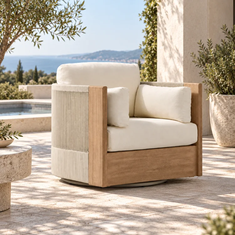 teak lounge chair with cushion