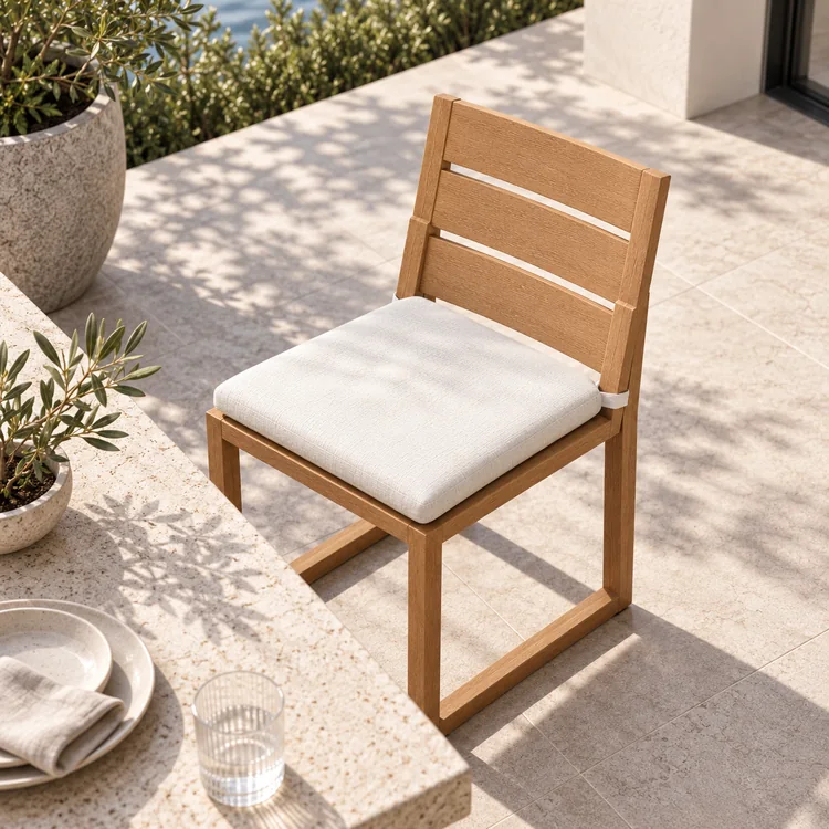 teak outdoor armless dining chair
