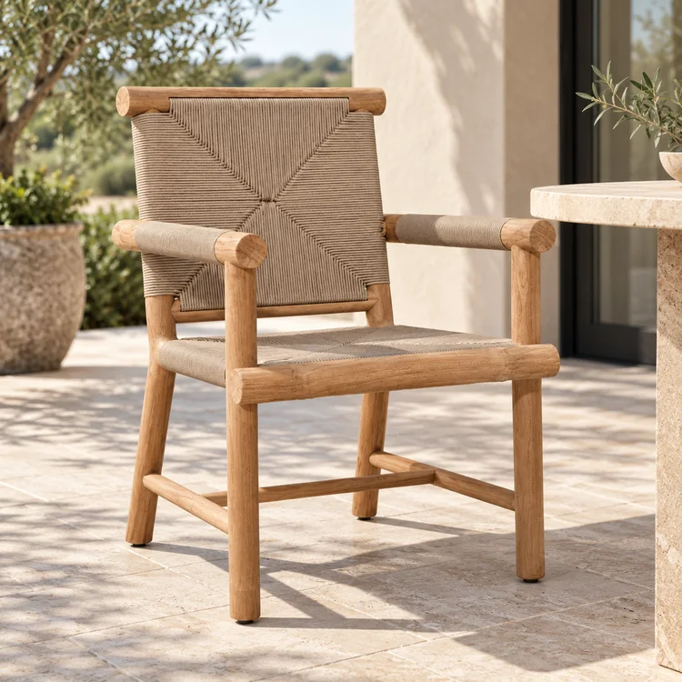 teak outdoor dining armchair