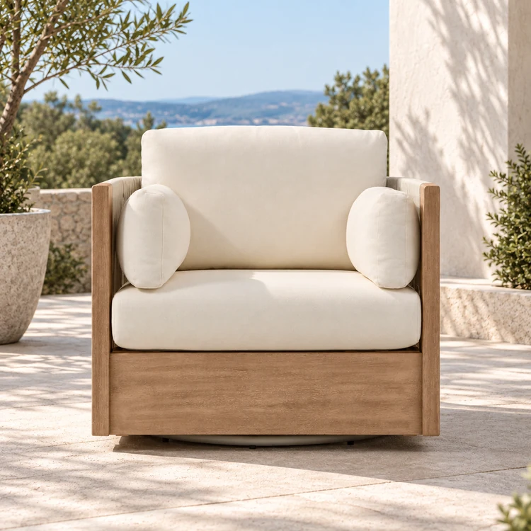 teak swivel lounge chair