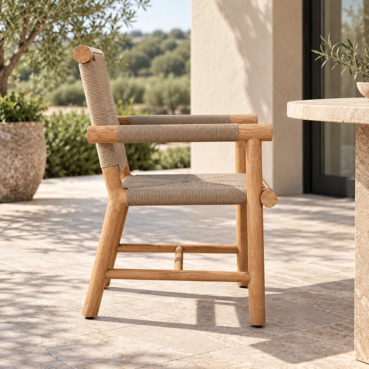 teak woven dining chair